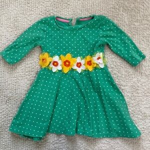 Mini Boden Green Polka Dot Dress Size 2-3Y